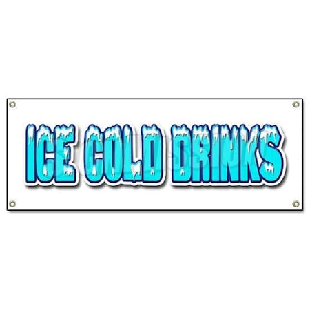 ICE COLD DRINKS BANNER SIGN Drink Cart Stand Beer Signs Cola Water Soda